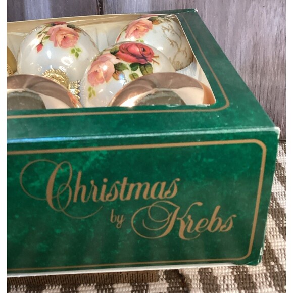Christmas by Krebs Hand Decorated Glass Ornaments Glitter & Roses Multi Color~4 - Picture 6 of 15